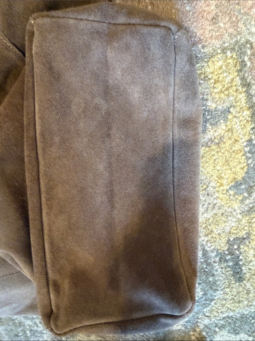 Soft Taupe Suede Tote with Tie Closure - Picture 4 of 5